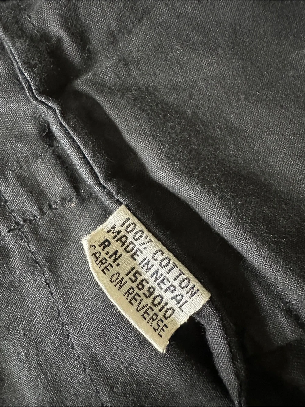 Yak Magik Vintage Black Cotton Pleated Pintuck Open Front Cardigan Jacket Nepal